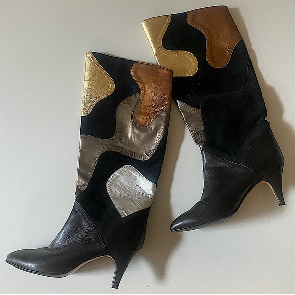 Shoes - Knee High Stiletto Vintage Disco Boots